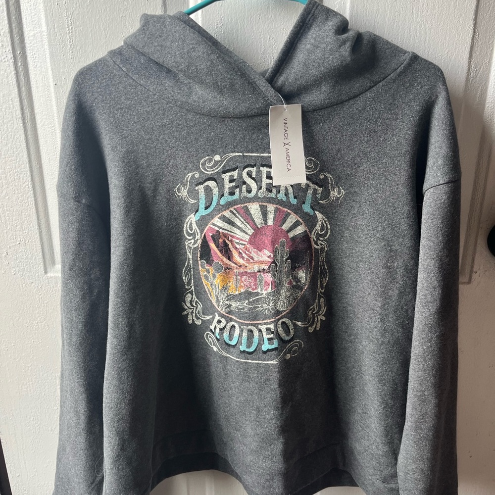 Vintage America Charcoal Graphic Hoodie